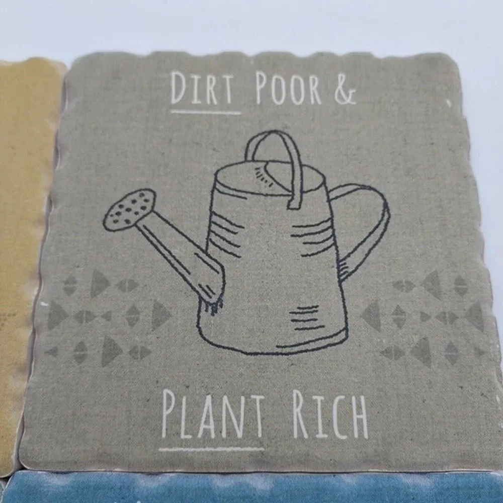 Jess Aiken Gardening Funny 4 Coaster Ceramic Cork Back home grown‎ cottagecore